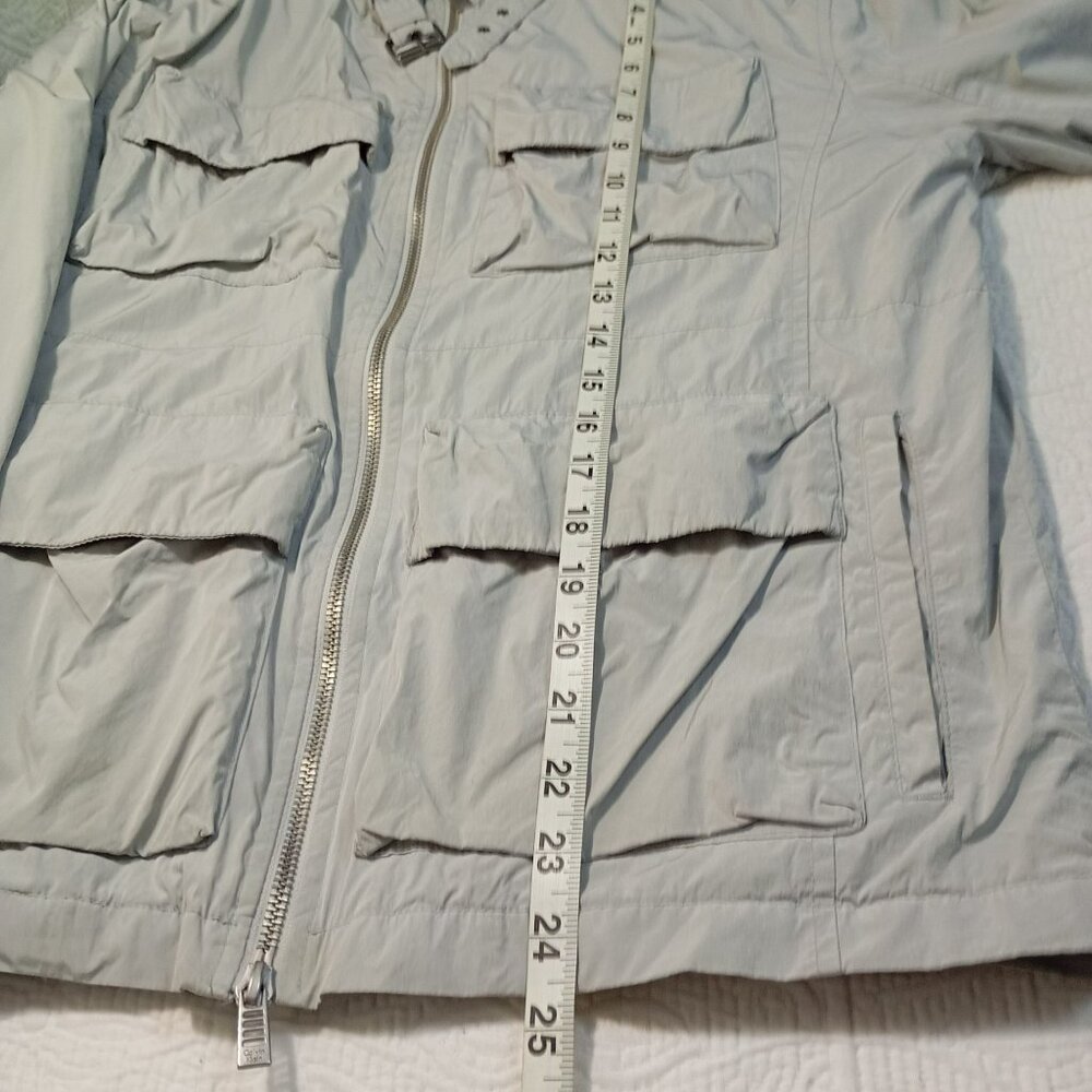 Calvin Klein Mens Light Gray Utility Jacket Multiple Pockets & Zipper Front Size - Picture 13 of 14